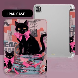 เคสซิลิโคน Tpu ลายการ์ตูนแมวดํา สําหรับ iPad Air 4 10.9 iPad 2021Pro 11 Gen7 8 9 10.2 Pro 2017 Air3 10.5TPU Gen5 6 9.7 Flip Gen 10 2022 Mini 4 5 7.9