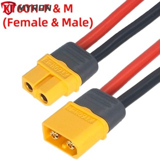 Myron XT60 ตัวเชื่อมต่อสายเคเบิล 10 ซม. 15 ซม. 14AWG 12AWG ตัวผู้ ตัวเมีย XT60H ปลั๊กซิลิโคนทองแดง พร้อมปลอกหุ้มแบตเตอรี่ XT60 ชุบทอง สําหรับโดรนบังคับ