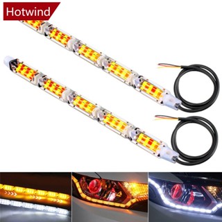 Hotwind แถบไฟเลี้ยว LED DRL กันน้ํา สีขาว เหลือง สําหรับตกแต่งรถยนต์ 1 ชิ้น Q3T5