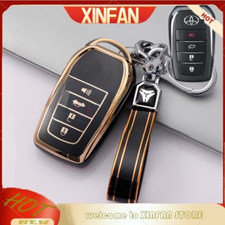 Xinfan เคสกุญแจรีโมตรถยนต์ TPU ขอบทอง สําหรับ Toyota All New Fortuner 2022 Fortuner GR Fortuner Legender Sigma4 Camry 2022