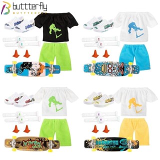 Buttterfly ชุดสกูตเตอร์นิ้วมือ บล็อกถนน เสื้อผ้านิ้ว ขนาดเล็ก พร้อมกางเกงและรองเท้า