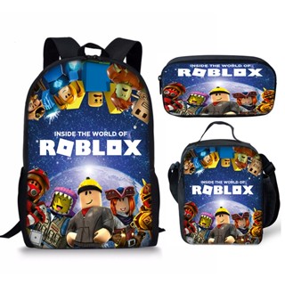 กระเป๋าเป้สะพายหลัง กระเป๋านักเรียน พิมพ์ลาย Roblox 3 มิติ เหมาะกับของขวัญ สําหรับเด็กผู้หญิง และเด็กผู้ชาย จํานวน สามชิ้น