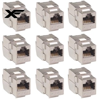 อะแดปเตอร์โมดูลเชื่อมต่อเครือข่าย RJ45 Cat7 Cat6A FTP โลหะผสมสังกะสี 10GB 12 ชิ้น