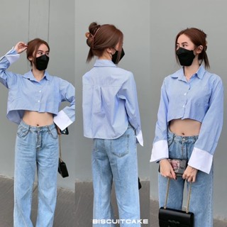 BFTS🧡 พร้อมส่ง AU2301 Yeezy shirt เสื้อครอปเชิ้ตคอปก แขนยาว กระเป๋าหน้า ผ้าคอตตอน มีปลายทาง ชุดไปทะเล เดรส เสื้อยืด ชุดเ