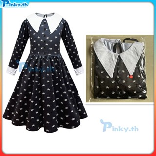 Wednesday Adams&amp;#39; Coswear Same Print Dress Role Play กระเป๋าชุดคอสเพลย์ (pinky.th)