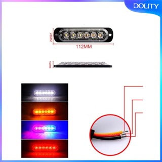 [dolity] แถบไฟแฟลช LED 6 ดวง 12-24V 18W สีเหลืองอําพัน สําหรับรถยนต์ รถบรรทุก รถตู้