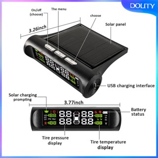 [dolity] เครื่องวัดความดันลมยางรถยนต์ พลังงานแสงอาทิตย์ และเซนเซอร์ภายนอก 4 ชิ้น