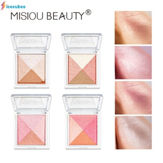 Misiou Beauty High-gloss Blush Plate Glitter Nude Makeup Brightening สามมิติ High-gloss Beauty Cosmetics ICECUBES