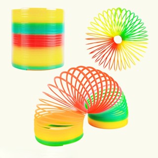 【shuanghong666】Fun Mini Small Rainbow Circle Creative Jenga Spring Magic Hula Hoop Childrens Toys