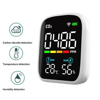  Family Shorage 3 in 1 Smart Air Quality Monitor การปรับความสว่างอัตโนมัติเครื่องตรวจจับคุณภาพอากาศแบบมัลติฟังก์ชั่นเครื่องวัดการชาร์จ