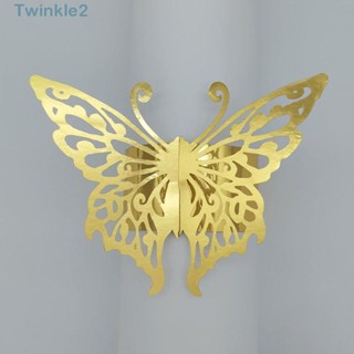 Twinkle แหวนกระดาษเช็ดปาก ลายผีเสื้อ สะท้อนแสง สีทอง 100 ชิ้น