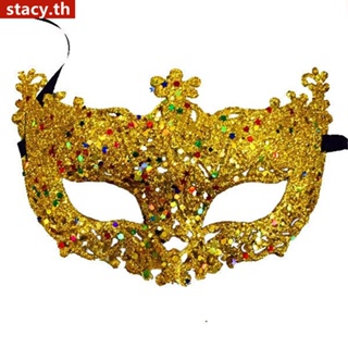 【ในการจัดส่ง】หน้ากากฮาโลวีนมาสเคอเรด Hollow Design Holiday Carnival Mystery Color Prom Eye Mask Party Mask