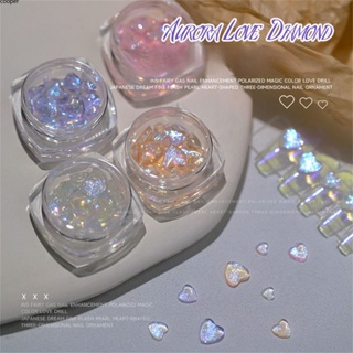 【พร้อมส่ง】 30-pack Aurora Heart Nail Art Rhinestone 3d Shiny Flat Mixed Size Crystal Nail Gems Diy Crystal Nail Accessories