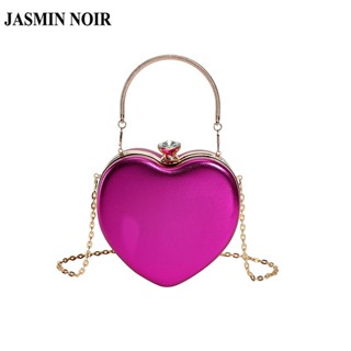 Jasmin NOIR กระเป๋าสะพายข้าง หนัง PU สายโซ่ ประดับเพชร รูปหัวใจ ขนาดเล็ก น่ารัก สําหรับผู้หญิง