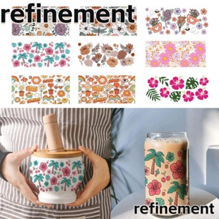 Refinement สติกเกอร์ฟิล์ม UV DTF 16 ออนซ์ กันน้ํา หลากสี สําหรับติดตกแต่งขวดน้ํา แก้วกาแฟ DIY 2 ชิ้น