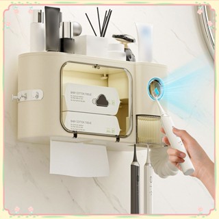 Punch-free Toilet Tissue Box Household Bathroom Face Towel Storage Box Punch-free Wall-mounted Paper Box Plastic Wall-mounted Tissue Box 【sunny】