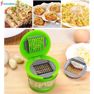 มัลติฟังก์ชั่พลาสติกกระเทียมกด Crusher Slicer Shaper Storage ครัวผัก เครื่องมือ ICECUBES