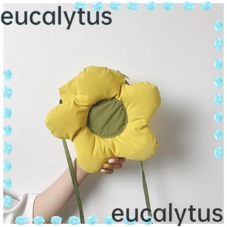 Eucalytus1 กระเป๋าถือ กระเป๋าสะพายไหล่ ผ้าไนล่อน ลายดอกไม้น่ารัก แต่งซิป แฟชั่นสําหรับเด็กผู้หญิง