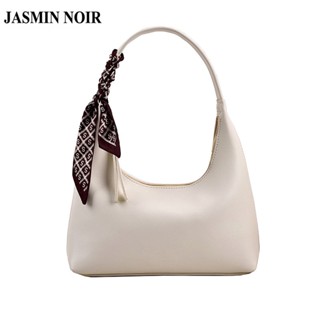 Jasmin NOIR ผ้าพันคอ หนัง PU กระเป๋าถือ กระเป๋าสะพายไหล่ กระเป๋าครอสบอดี้ เรียบง่าย สําหรับผู้หญิง