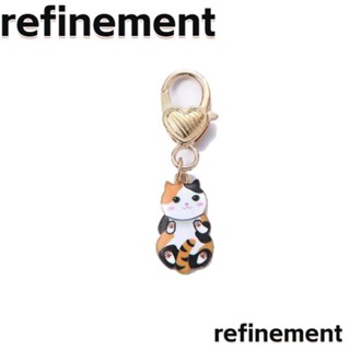 Refinement พวงกุญแจโลหะผสมสังกะสี จี้รูปการ์ตูนแมวน่ารัก เครื่องประดับ สําหรับผู้หญิง