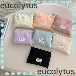 Eucalytus1 กระเป๋าใส่เหรียญ ผ้าแคนวาส ขนาดเล็ก สําหรับใส่เครื่องสําอาง ลิปสติก