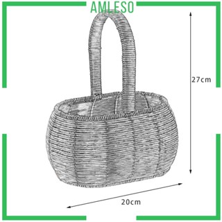 [Amleso] ตะกร้าดอกไม้ ขนาดใหญ่ พร้อมที่จับ สําหรับปิกนิก งานแต่งงาน