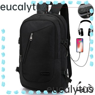 Eucalytus1 กระเป๋าเป้สะพายหลัง ผ้าแคนวาส ขนาดใหญ่ กันน้ํา กันขโมย ทนทาน สีเทา สีฟ้า สีดํา สําหรับเดินทาง