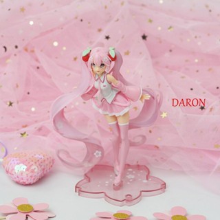 ฟิกเกอร์ PVC รูปการ์ตูน DARON Miku Hatsune สีชมพู ของเล่นสําหรับเด็ก