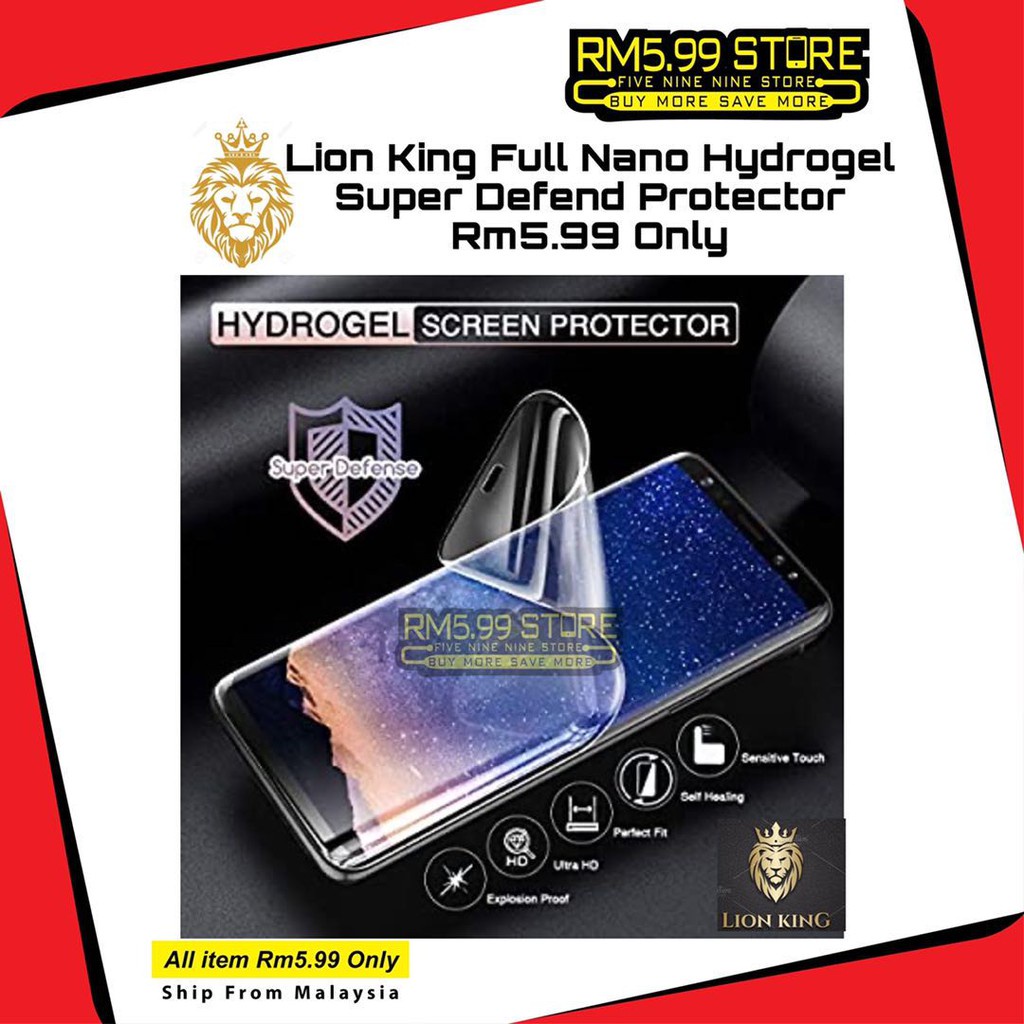 IQOO (Lion King Unbreakable Hydrogel Screen Protector) Z7 Z7x Nubia Neo Z9 Z9x 2 Z8 Z9 Focus Pro Z8x