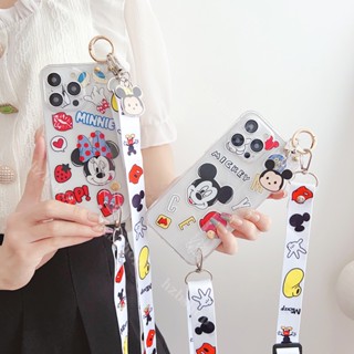 เคสโทรศัพท์มือถือนิ่ม ลายการ์ตูนมินนี่เมาส์น่ารัก พร้อมสายคล้องมือ สําหรับ Samsung Galaxy A54 A53 A52 A52S A51 A73 A72 A71 42 A10 A20 A30 A50 A70 A10S A20S A30S A50S A70S A750 A21S A24 A34 5G