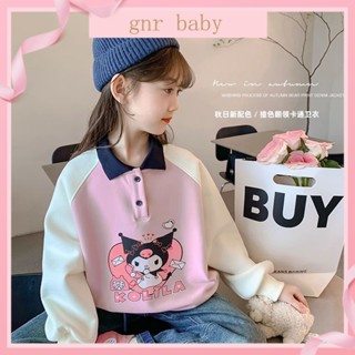 🍎GNR BABY🍊เสื้อกันหนาวแขนยาว คอปกโปโล ทรงหลวม ลายการ์ตูนคุรุมิน่ารัก สําหรับเด็กผู้หญิง อายุ 3-12 ปี