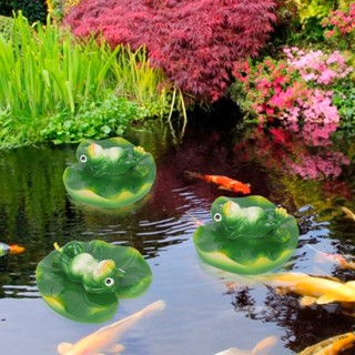 Yohio จำลองประดิษฐ์ลอยน้ำ Lotus Leaf Frog Amimal Pond Fish Tank Decoration