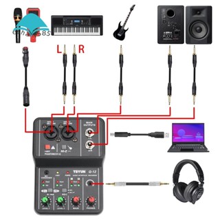 Teyun Q12 การ์ดบันทึกเสียงคอมพิวเตอร์ 16Bit 48KHZ USB 48V