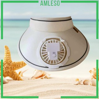 [Amleso] หมวกบังแดด พร้อมพัดลมในตัว ปรับได้ 2 in 1 สําหรับเด็ก ผู้ใหญ่ ชายหาด กลางแจ้ง