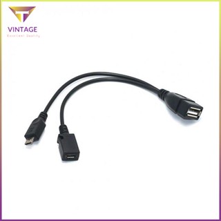 [Instock] 1 In 2 Micro Usb Host Power Y Splitter Adapter To 5 Pin Male Female Otg Cable [E/4]