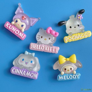 Sanrio แผ่นเรซิ่นใส เรืองแสง 3D DIY สําหรับติดตกแต่งโทรศัพท์มือถือ กิ๊บติดผม รองเท้า