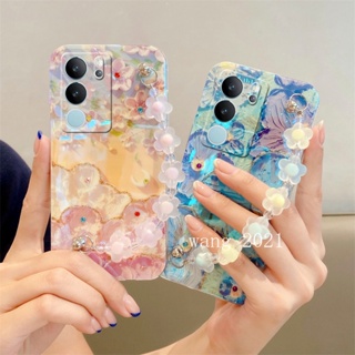 พร้อมส่ง เคสโทรศัพท์มือถือ ลายดอกไม้ พร้อมสายคล้องมือ สําหรับ VIVO V29 5G VIVO V29e V29 Pro 5G 2023