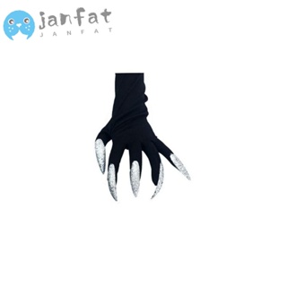 Janfat ถุงมือคอสเพลย์ ถุงมือผีฮาโลวีน สีเงิน / สีดํา ความหวาดกลัว ของขวัญ DIY ผ้าตกแต่งวันหยุด ปาร์ตี้