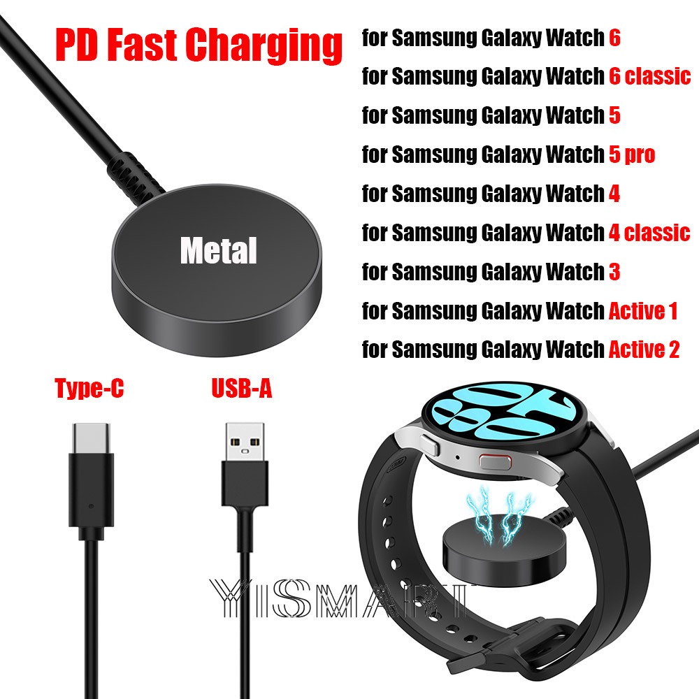 Pd สายชาร์จเร็ว สําหรับ Samsung Galaxy Watch 6 Classic 5 Pro 4 3 Type C USB Charger สําหรับ Galaxy W