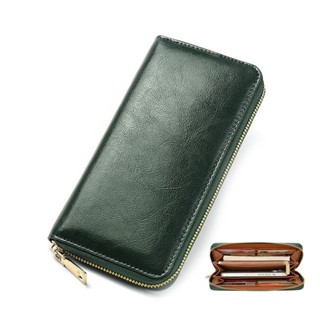 กระเป๋าสตางค์ หนังวัว ใบยาว แต่งซิป ขนาดใหญ่ จุของได้เยอะ สไ…