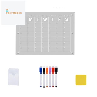 ปฏิทินแม่เหล็กอะคริลิคใส แบบแห้งเร็ว สําหรับตู้เย็น 16x12 นิ้ว (1 ชุด)