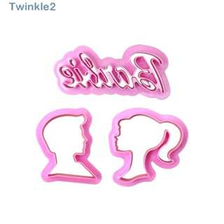 Twinkle แม่พิมพ์ซิลิโคน รูปเจ้าหญิงบาร์บี้ สีชมพู 3 ชิ้น สําหรับทําเค้ก บิสกิต แฮนด์เมด DIY