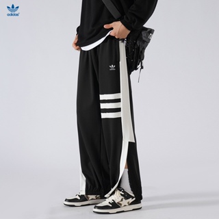 Adidas ของแท้ 100% กางเกงวอร์ม ขากว้าง ปักลายโลโก้ ทรงหลวม แฟชั่นสําหรับผู้ชาย