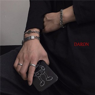 Daron สร้อยข้อมือ ไทเทเนียม เหล็ก ทรงสี่เหลี่ยม ลายหน้ายิ้ม ปรับได้ เรียบง่าย เครื่องประดับ สําหรับของขวัญ