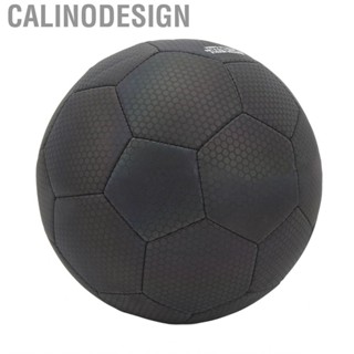 Calinodesign Reflective Soccer Ball Size 5 Glow in The Dark Black PU Leak Proof Air Valve Luminous Glowing