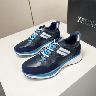 Zegna รองเท้ากีฬาลําลอง แบบหนัง นําเข้าจากอิตาลี สําหรับผู้ชาย 2023