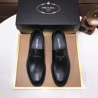 Original Stain PRADA รองเท้าหนัง ระบายอากาศ สไตล์คลาสสิก สําหรับผู้ชาย