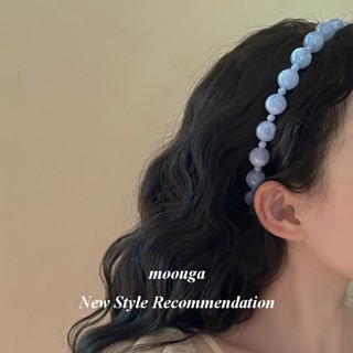 Moouga/super Fairy ที่คาดผม ประดับลูกปัด สีฟ้า สําหรับผู้หญิง