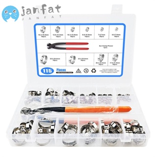 Janfat แคลมป์หนีบท่อ สเตนเลส 304 6-28.6 มม. 10 ขนาด สีเงิน 115 ชิ้น