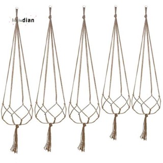 ที่แขวนกระถางต้นไม้ ผ้าฝ้าย แต่งลูกไม้ สําหรับแขวนเพดาน (5 ชุด)